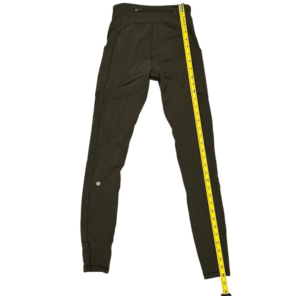 Lululemon Women's Olive Green Leggings W/ Pockets & Waist Tie Size‎ 4